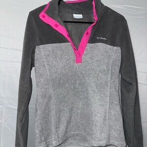 Columbia Charcoal and Pink Fleece Pullover